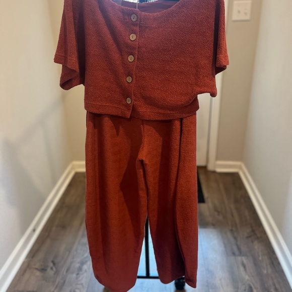 FREE PEOPLE  Changing Tides Cotton Crop Top & Pants - Rust - NWT- XS - Picture 5 of 16